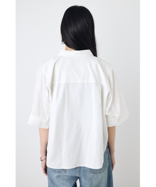 AZUL by moussy(アズールバイマウジー)の「【セットアップ対応】フレンチリネンCOOLMAXショートドルマンシャツ 春服 夏服 五分丈 半端丈 冷房対策 羽織(シャツ/ブラウス・レディース・ストライプ/ブラック/オフホワイト・FREE)」の19枚目の写真
