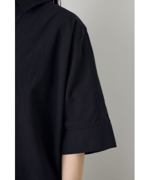 AZUL by moussy(アズールバイマウジー)の「【セットアップ対応】フレンチリネンCOOLMAXショートドルマンシャツ 春服 夏服 五分丈 半端丈 冷房対策 羽織(シャツ/ブラウス・レディース・ストライプ/ブラック/オフホワイト・FREE)」の5枚目の写真
