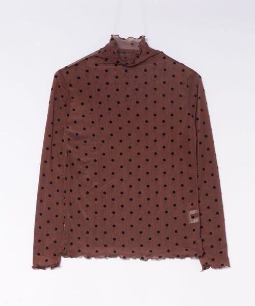 tood.(トード)の「【tood.】ドット柄 メロウハイネック・シアードトップス(Tシャツ/カットソー・レディース・モカ/ブラック/ホワイト・FREE)」の7枚目の写真