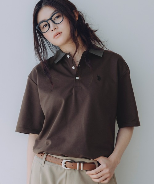 U.S. POLO ASSN.(ユーエスポロアッスン)の「U.S. POLO ASSN. 別注 ワンポイント刺繍 襟切り替え半袖ポロシャツ(ポロシャツ・メンズ・ブラウン系/ブラック系/ネイビー系/グレー系・M/S/L/XL)」の4枚目の写真