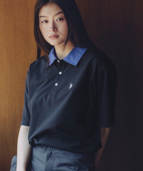 U.S. POLO ASSN.(ユーエスポロアッスン)の「U.S. POLO ASSN. 別注 ワンポイント刺繍 襟切り替え半袖ポロシャツ(ポロシャツ・メンズ・ブラウン系/ブラック系/ネイビー系/グレー系・M/S/L/XL)」の1枚目の写真