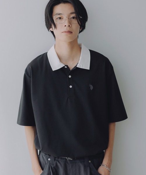 U.S. POLO ASSN.(ユーエスポロアッスン)の「U.S. POLO ASSN. 別注 ワンポイント刺繍 襟切り替え半袖ポロシャツ(ポロシャツ・メンズ・ブラウン系/ブラック系/ネイビー系/グレー系・M/S/L/XL)」の5枚目の写真