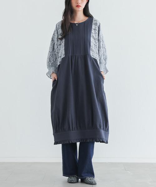 somari imagination(ソマリ イマジネーション)の「『レース切替ドルマンチュニックワンピース』(ワンピース・レディース・ネイビー/モカ・FREE)」の1枚目の写真