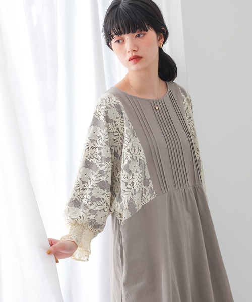 somari imagination(ソマリ イマジネーション)の「『レース切替ドルマンチュニックワンピース』(ワンピース・レディース・ネイビー/モカ・FREE)」の6枚目の写真