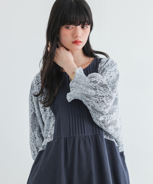 somari imagination(ソマリ イマジネーション)の「『レース切替ドルマンチュニックワンピース』(ワンピース・レディース・ネイビー/モカ・FREE)」の15枚目の写真