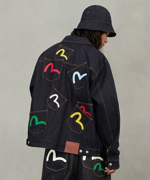 EVISU(エヴィス)の「【EVISU】HT MULTI-POCKET DENIM JACKET / カモメプリントとマルチポケット リラックスフィット デニムジャケット(デニムジャケット・メンズ・インディゴブルー・M)」の1枚目の写真