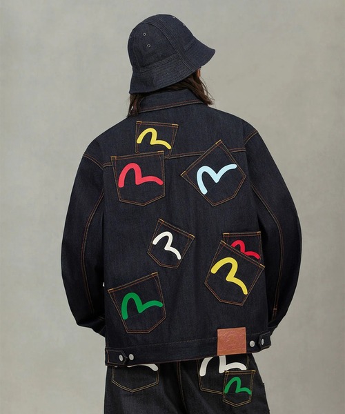 EVISU(エヴィス)の「【EVISU】HT MULTI-POCKET DENIM JACKET / カモメプリントとマルチポケット リラックスフィット デニムジャケット(デニムジャケット・メンズ・インディゴブルー・M)」の4枚目の写真