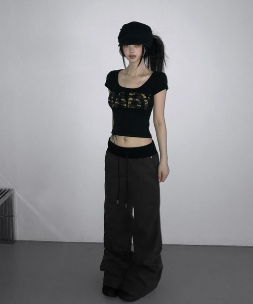THEAIRTOWN(ジエアタウン)の「hollyhock camo baby top(Tシャツ/カットソー・レディース・グレー/ブラック/ミント・FREE)」の8枚目の写真