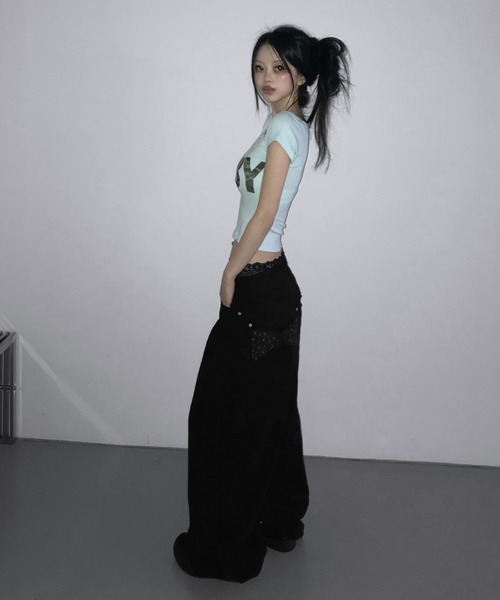 THEAIRTOWN(ジエアタウン)の「hollyhock camo baby top(Tシャツ/カットソー・レディース・グレー/ブラック/ミント・FREE)」の16枚目の写真