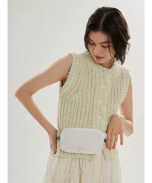 emmi（エミ）の「eco フリンジニットベスト（ニット/セーター・レディース・ホワイト/ミント・F）」の3枚目の写真
