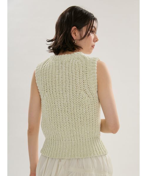 emmi（エミ）の「eco フリンジニットベスト（ニット/セーター・レディース・ホワイト/ミント・F）」の4枚目の写真