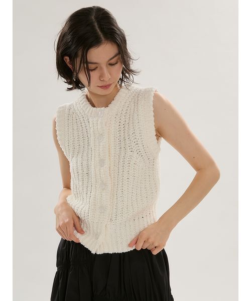 emmi（エミ）の「eco フリンジニットベスト（ニット/セーター・レディース・ホワイト/ミント・F）」の12枚目の写真