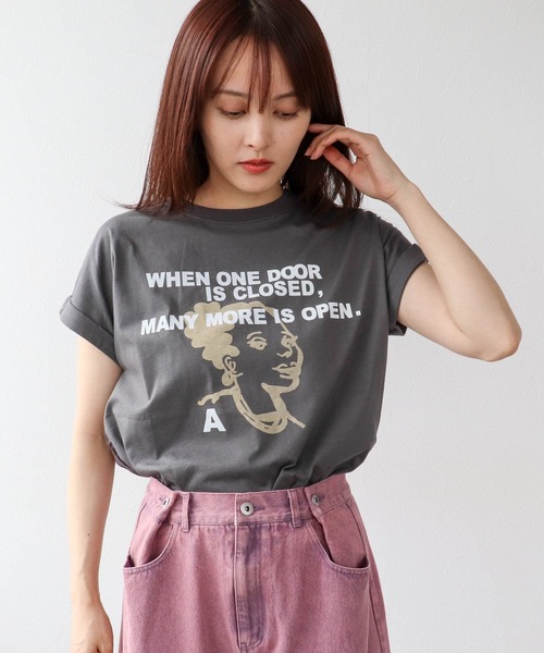 Three Four Time(スリーフォータイム)の「フェイスモチーフptドルマンTシャツ(Tシャツ/カットソー・レディース・オフホワイト/チャコールグレー・FREE)」の10枚目の写真