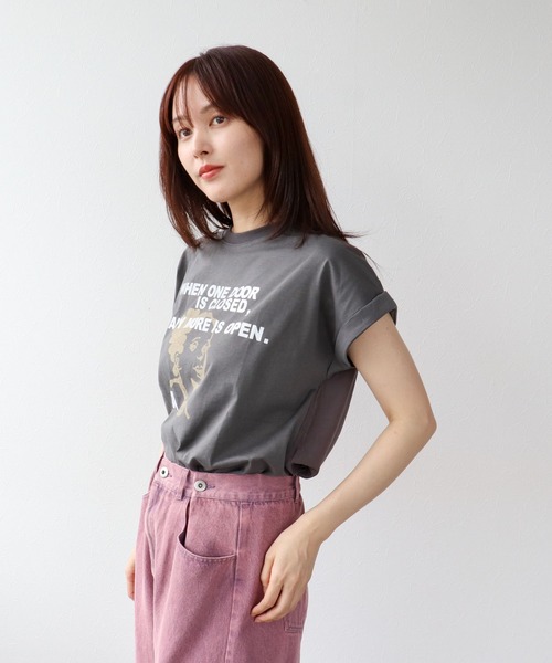 Three Four Time(スリーフォータイム)の「フェイスモチーフptドルマンTシャツ(Tシャツ/カットソー・レディース・オフホワイト/チャコールグレー・FREE)」の11枚目の写真