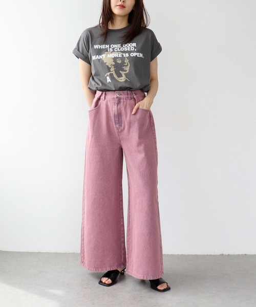 Three Four Time(スリーフォータイム)の「フェイスモチーフptドルマンTシャツ(Tシャツ/カットソー・レディース・オフホワイト/チャコールグレー・FREE)」の14枚目の写真