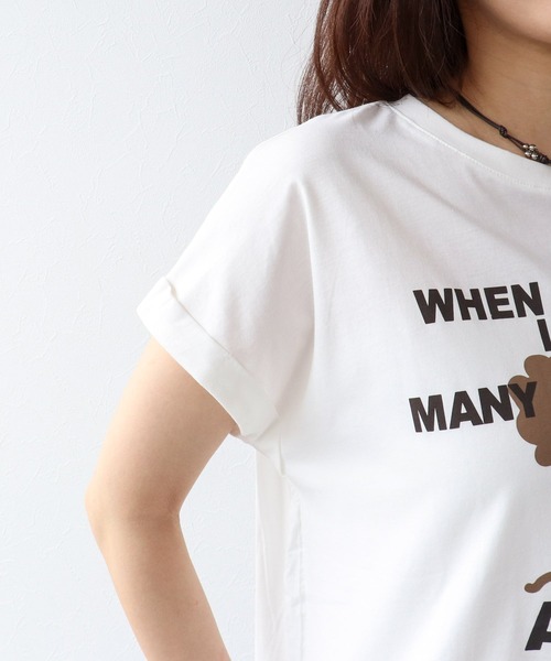 Three Four Time(スリーフォータイム)の「フェイスモチーフptドルマンTシャツ(Tシャツ/カットソー・レディース・オフホワイト/チャコールグレー・FREE)」の5枚目の写真