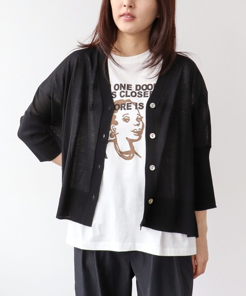 Three Four Time(スリーフォータイム)の「フェイスモチーフptドルマンTシャツ(Tシャツ/カットソー・レディース・オフホワイト/チャコールグレー・FREE)」の8枚目の写真