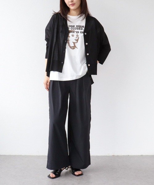 Three Four Time(スリーフォータイム)の「フェイスモチーフptドルマンTシャツ(Tシャツ/カットソー・レディース・オフホワイト/チャコールグレー・FREE)」の9枚目の写真