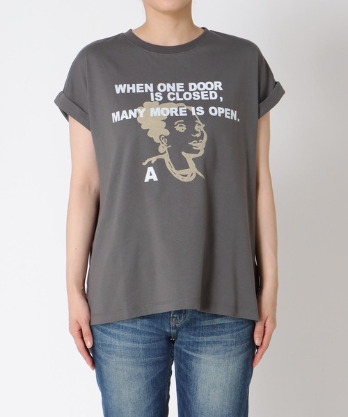 Three Four Time(スリーフォータイム)の「フェイスモチーフptドルマンTシャツ(Tシャツ/カットソー・レディース・オフホワイト/チャコールグレー・FREE)」の18枚目の写真