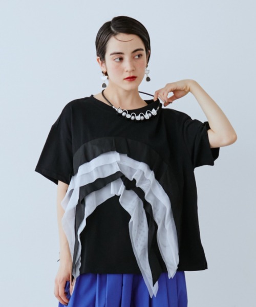 manana suerte(マニャーナスエルテ)の「チュールデザインTシャツ(Tシャツ/カットソー・レディース・ブラック/レッド・FREE)」の19枚目の写真