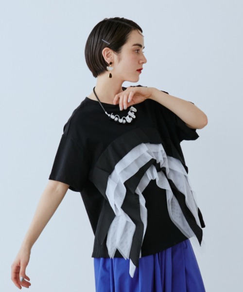 manana suerte(マニャーナスエルテ)の「チュールデザインTシャツ(Tシャツ/カットソー・レディース・ブラック/レッド・FREE)」の22枚目の写真