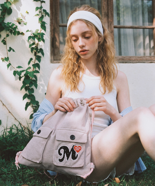 MASMARULEZ（マスマルールズ）の「[INT] Two pocket patch stripe gym sack_Pink stripe（バックパック/リュック・レディース・その他・FREE）」の2枚目の写真