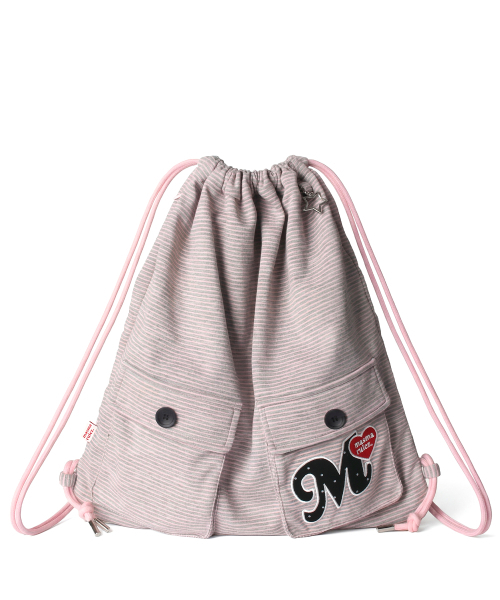 MASMARULEZ（マスマルールズ）の「[INT] Two pocket patch stripe gym sack_Pink stripe（バックパック/リュック・レディース・その他・FREE）」の4枚目の写真
