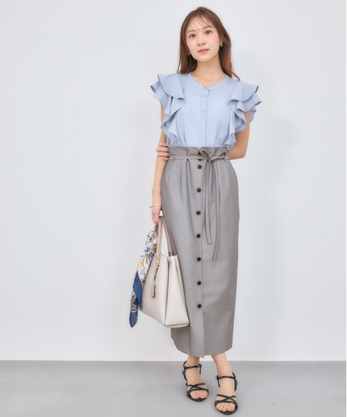 COHINA（コヒナ）の「ティアードラッフルブラウス 【低身長・小柄女性】（シャツ/ブラウス・レディース・ブルー/ホワイト/ベージュ・ONE SIZE）」の13枚目の写真