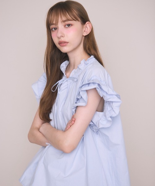 Noelie(ノエリー)の「フリル袖ブラウス(シャツ/ブラウス・レディース・ブラック/ブルー/ホワイト・FREE)」の17枚目の写真