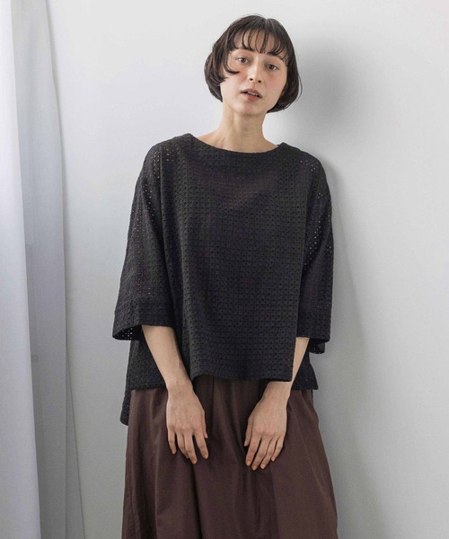 studio CLIP(スタディオクリップ)の「《natural by clip》カットワークチュニックSET(シャツ/ブラウス・レディース・オフホワイト/ブラック・FREE)」の2枚目の写真