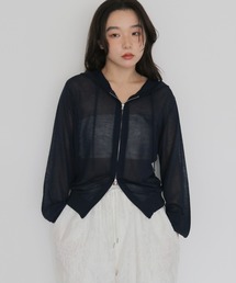 cheriella | 【cheriella】シアーフードダブルジップニットパーカー  SHEER DOUBLE ZIP KNIT HOODIE(カーディガン/ボレロ)