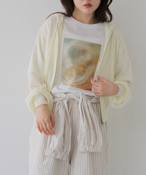 cheriella（シェリエラ）の「【cheriella】シアーフードダブルジップニットパーカー  SHEER DOUBLE ZIP KNIT HOODIE（カーディガン/ボレロ・レディース・ブラウン/ネイビー/パープル/アイボリー/レモンイエロー・FREE）」の22枚目の写真