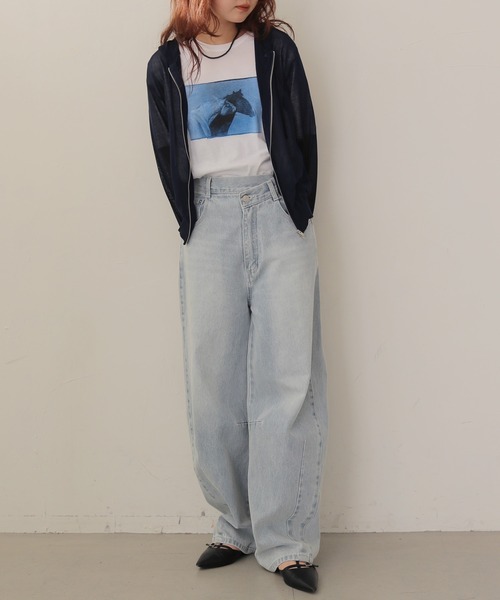 cheriella（シェリエラ）の「【cheriella】シアーフードダブルジップニットパーカー  SHEER DOUBLE ZIP KNIT HOODIE（カーディガン/ボレロ・レディース・ブラウン/ネイビー/パープル/アイボリー/レモンイエロー・FREE）」の20枚目の写真