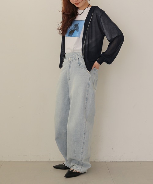 cheriella（シェリエラ）の「【cheriella】シアーフードダブルジップニットパーカー  SHEER DOUBLE ZIP KNIT HOODIE（カーディガン/ボレロ・レディース・ブラウン/ネイビー/パープル/アイボリー/レモンイエロー・FREE）」の21枚目の写真
