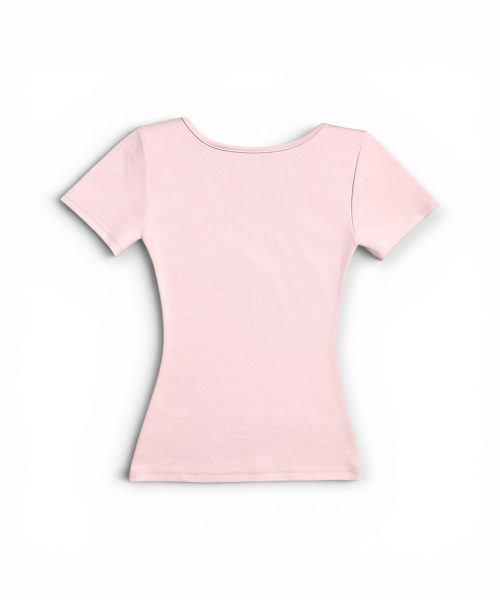 BORN SLIPPY(ボーンスリッピー)の「クリスタルラインVシャーリングTシャツ(ピンク)(Tシャツ/カットソー・レディース・その他・FREE)」の3枚目の写真