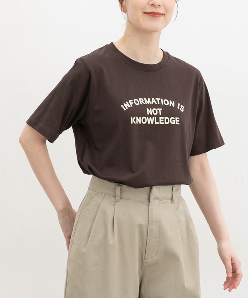 Honeys(ハニーズ)の「【接触冷感・ひんやりコットン】ひんやり綿ロゴTシャツ(Tシャツ/カットソー・レディース・ブルー/ブラック/ダークブラウン/オフホワイト/ダークオレンジ・S/M/LL/L)」の3枚目の写真