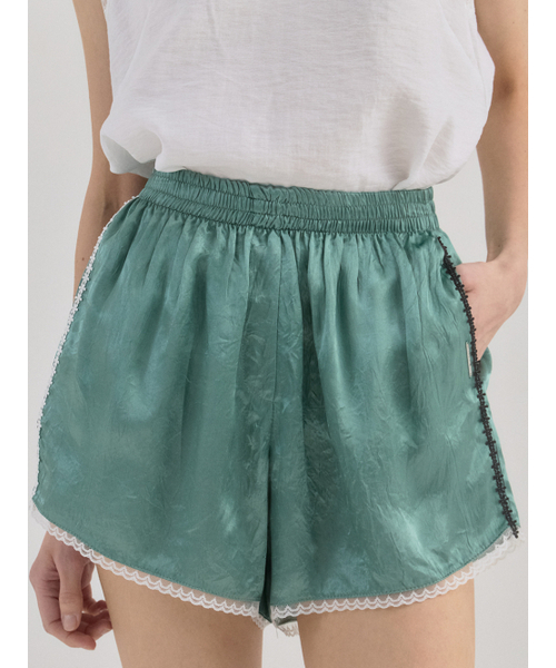 Sorry,Too Much Love(ソーリートゥーマッチラブ)の「Fluid Texture Lounge Shorts_Green(その他パンツ・レディース・その他・FREE)」の1枚目の写真