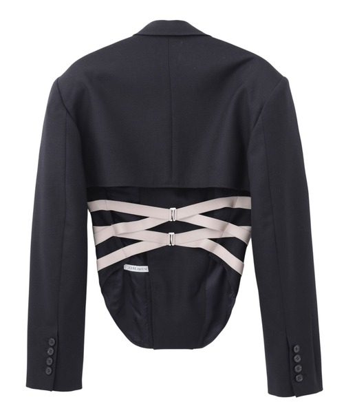 JOHN LAWRENCE SULLIVAN（ジョンローレンスサリバン）の「WOOL DOBBY CORSET JACKET（テーラードジャケット・レディース・ブラック・SMALL）」の2枚目の写真