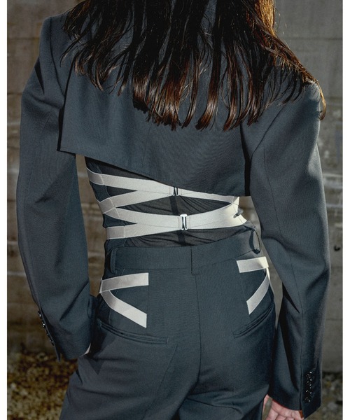 JOHN LAWRENCE SULLIVAN（ジョンローレンスサリバン）の「WOOL DOBBY CORSET JACKET（テーラードジャケット・レディース・ブラック・SMALL）」の6枚目の写真