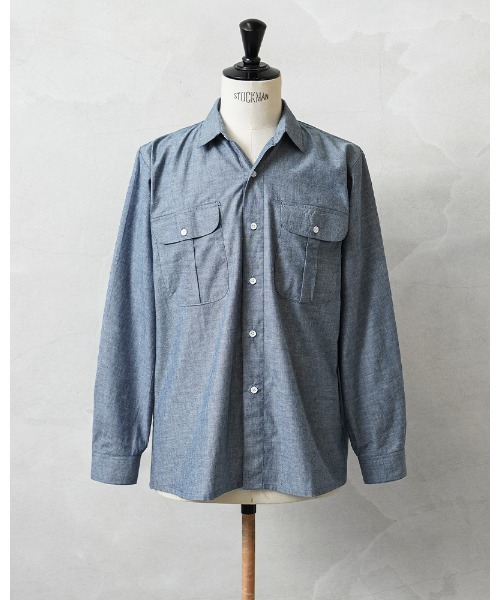 MILITARY(ミリタリー)の「実物 新品 デッドストック イタリア軍 シャンブレー ワークシャツ MADE BY Imatex(シャツ/ブラウス・メンズ・ブルー・M)」の1枚目の写真
