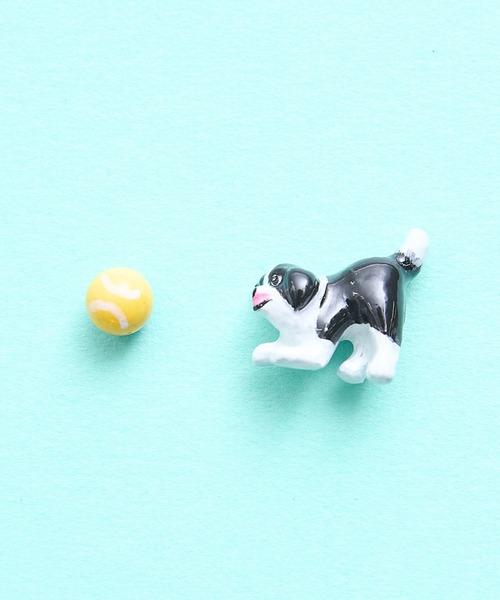 gargle(ガーグル)の「gargle ガーグル:アニマルシリーズ ボーダーコリー 犬 ドック ピアス(ピアス(両耳用)・レディース・ブラック×ホワイト・FREE)」の1枚目の写真