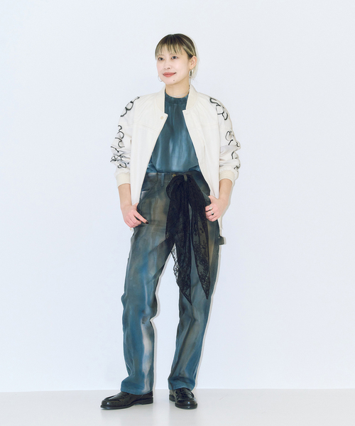 CITYSHOP(シティーショップ)の「《追加2》LACE スカーフ(バンダナ/スカーフ・レディース・ホワイト/ブラック・FREE)」の4枚目の写真