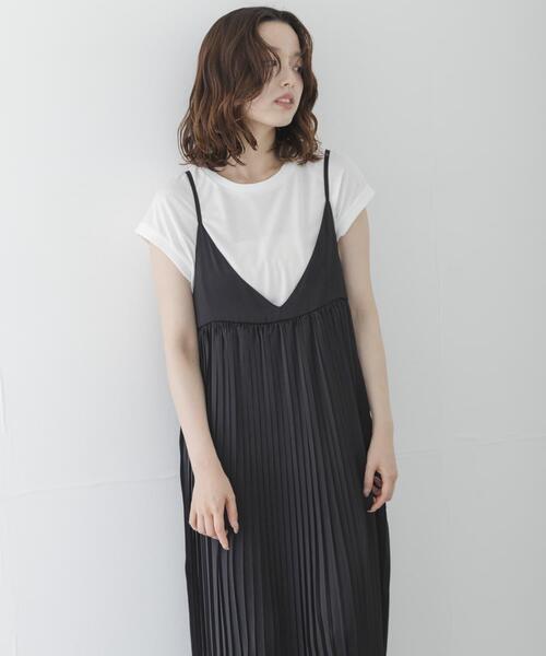 URBAN RESEARCH Sonny Label(アーバンリサーチサニーレーベル)の「『WEB限定』Tシャツ×プリーツキャミワンピース SET(ワンピース・レディース・グレー/ブラック・FREE)」の1枚目の写真