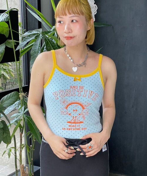 HELLO.SANFRANCISCO(ハローサンフランシスコ)の「【HELLO.SANFRANCISCO/ハローサンフランシスコ】アソート柄カップ付キャミ(キャミソール・レディース・グリーン/ピンク/イエロー・ONE SIZE)」の2枚目の写真