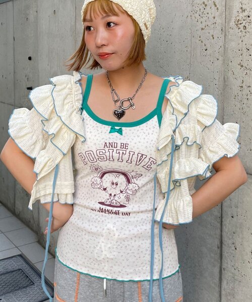 HELLO.SANFRANCISCO(ハローサンフランシスコ)の「【HELLO.SANFRANCISCO/ハローサンフランシスコ】アソート柄カップ付キャミ(キャミソール・レディース・グリーン/ピンク/イエロー・ONE SIZE)」の1枚目の写真