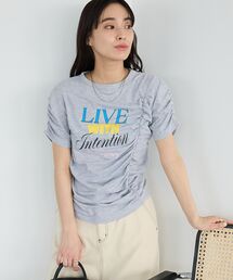 シャーリングプリントTシャツ