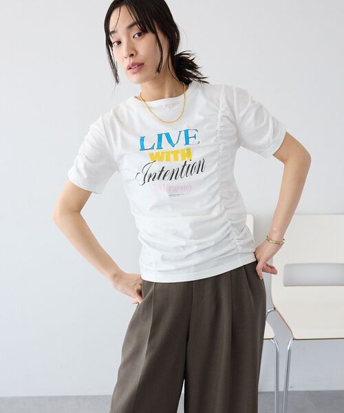 CRAFT STANDARD BOUTIQUE(クラフトスタンダードブティック)の「シャーリングプリントTシャツ(Tシャツ/カットソー・レディース・杢グレー/オフホワイト・FREE)」の16枚目の写真