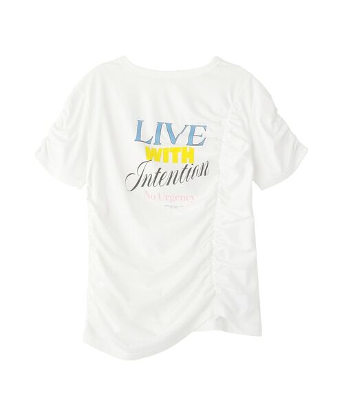 CRAFT STANDARD BOUTIQUE(クラフトスタンダードブティック)の「シャーリングプリントTシャツ(Tシャツ/カットソー・レディース・杢グレー/オフホワイト・FREE)」の3枚目の写真