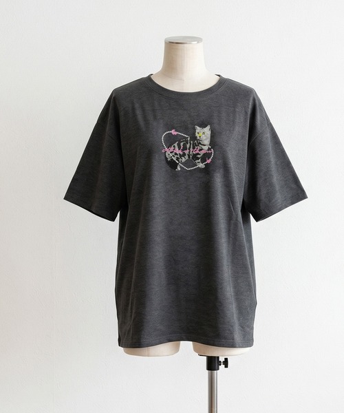 Kuroba(クロバ)の「ヴィンテージライクキャットTシャツ(Tシャツ/カットソー・レディース・チャコールグレー・L/M)」の8枚目の写真