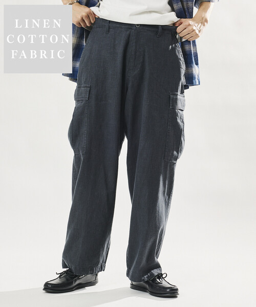 FREAK'S STORE(フリークスストア)の「LINEN COTTON EASY CARGO PANTS/リネンコットン イージーカーゴパンツ【セットアップ対応】(カーゴパンツ・メンズ・ネイビー/チャコールグレー/ブラウン・MEDIUM/LARGE)」の5枚目の写真